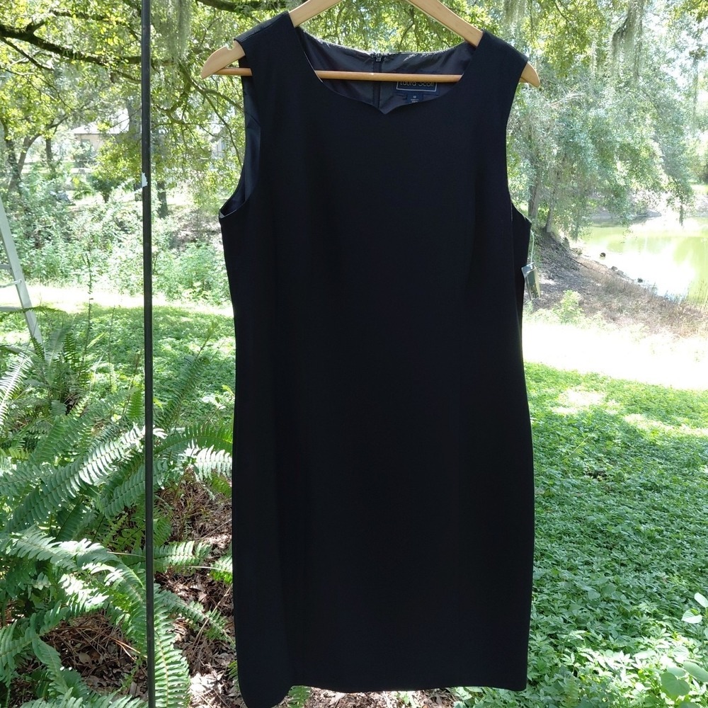 NWT Laura Scott Sheath Dress Lined Sleeveless Black Size 12 New Tailored